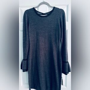 Chic Gray Long Sleeve Sweater Dress